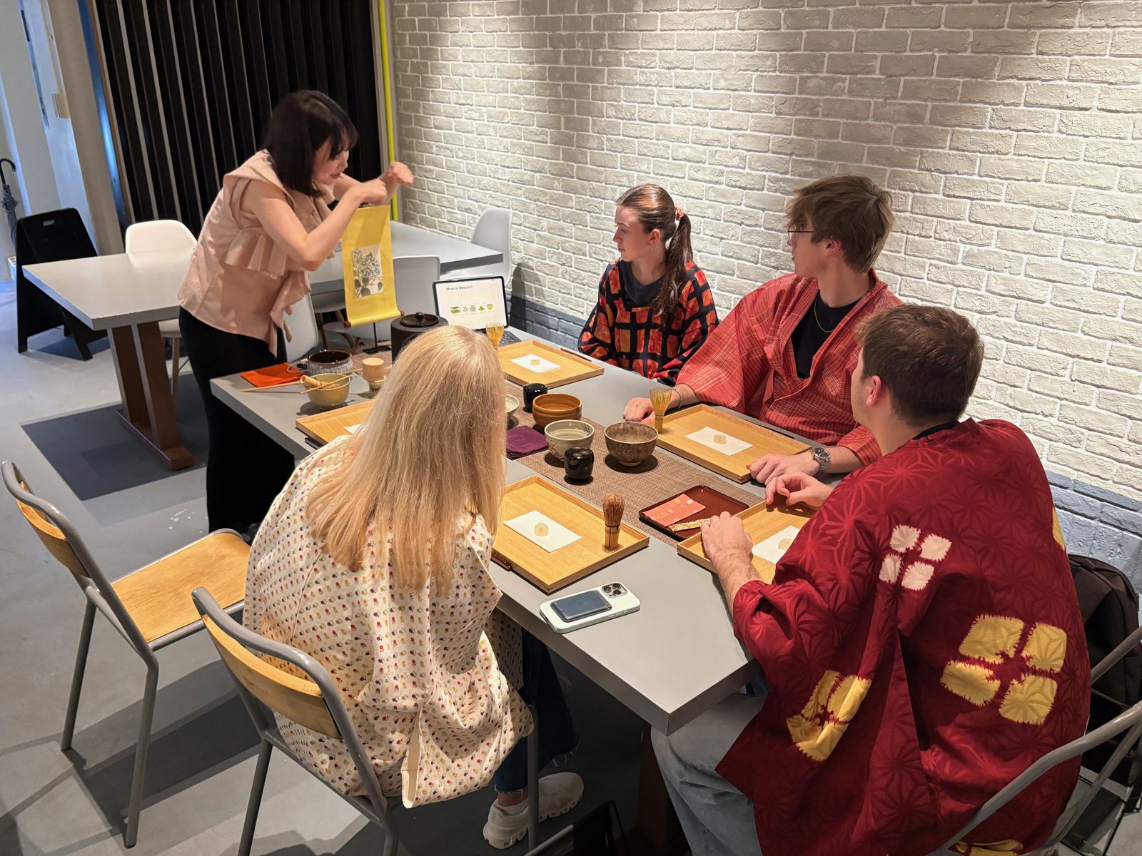 The sensei introducing the world of matcha at the start of the class